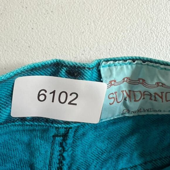 90s Vintage Sundance Turquoise Acid Wash Heavy Denim Mom Jeans Size 5/6 USA - Picture 7 of 11
